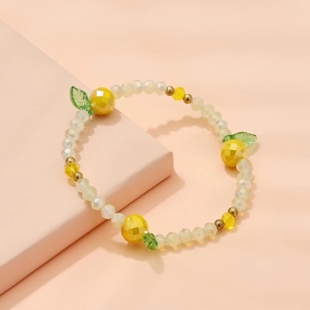 🍋 Lovely Lemon Citrus Fruit Beaded Bracelet 🍋